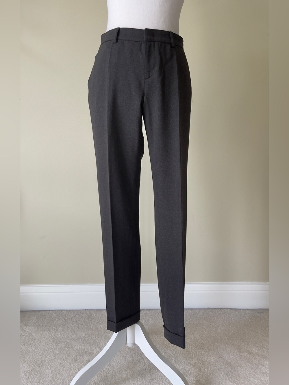 Sonia Bogner Classic Black Straight-Leg Charcoal Dress Pants